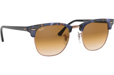 Image of Ray-Ban RB3016 Clubmaster Sunglasses, Spotted Brown/Blue Frame, Clear Gradient Brown Lenses, RB3016 125651-51
