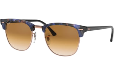 Image of Ray-Ban RB3016 Clubmaster Sunglasses, Spotted Brown/Blue Frame, Clear Gradient Brown Lenses, RB3016 125651-51
