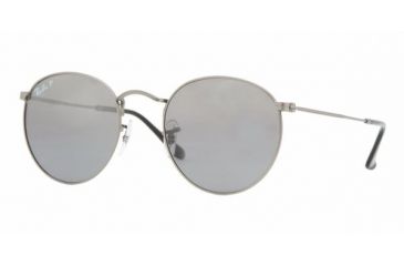 Image of Ray-Ban Round Metal Sunglasses - Men's, Matte Gunmetal Frame, Crystal Grey Mirror Silver 50 mm Lenses, RB3447-029-K3-50