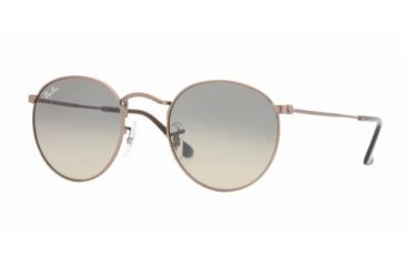 Image of Ray-Ban Round Metal Sunglasses - Men's, Matte Light Brown Frame, Crystal Blue Gradient Yellow 50 mm Lenses, RB3447-101-28-50
