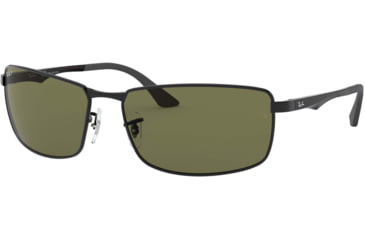 Image of Ray-Ban RB3498 Sunglasses 002/9A-6417 - Black Frame, Green Lenses