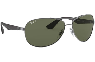Image of Ray-Ban RB3526 Sunglasses 029/9A-63 - Matte Gunmetal Frame, Polar Dark Green Lenses