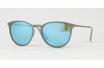 Image of Ray-Ban RB3539 Sunglasses 9015B4-54 - Rubber Gunmetal Frame, Green Light Flash Blue Lenses