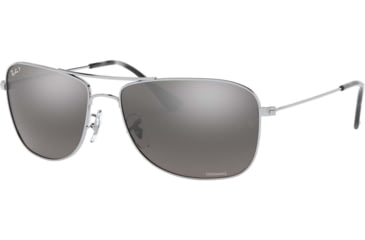 Image of Ray-Ban RB3543 Sunglasses 003/5J-59 - Shiny Silver Frame, Grey Mirror Silver Polar Lenses