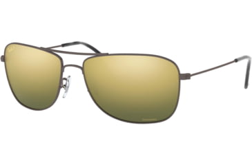 Image of Ray-Ban RB3543 Sunglasses 029/6O-59 - Matte Gunmetal Frame, Green Mirror Gold Polar Lenses