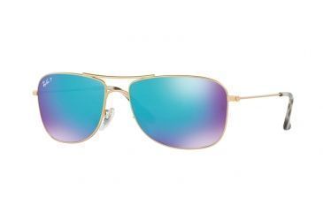 Image of Ray-Ban RB3543 Sunglasses 112/A1-59 - Matte Gold Frame, Blue Polar Flash Lenses