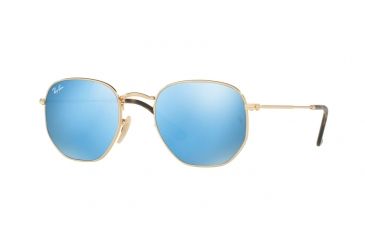Image of Ray-Ban RB3548N Sunglasses 001/9O-48 - Gold Frame, Light Blue Flash Lenses