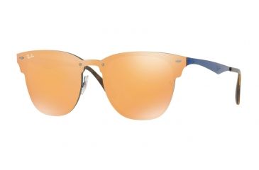 Image of Ray-Ban BLAZE CLUBMASTER RB3576N Progressive Prescription Sunglasses RB3576N-90377J-47 - Lens Diameter 47 mm, Frame Color Brusched Blue