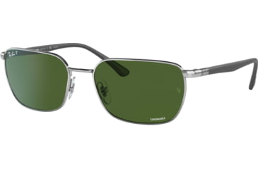 Image of Ray-Ban RB3684CH Sunglasses, Polarized Dark Green Lenses, Silver, 58, RB3684CH-003-P1-58