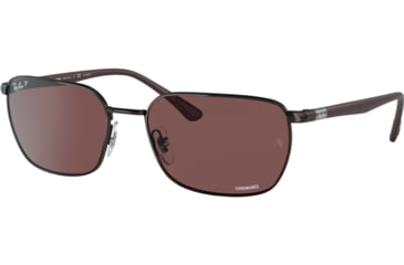 Image of Ray-Ban RB3684CH Sunglasses, Polarized dark violet Lenses, Brown, 58, RB3684CH-014-AF-58
