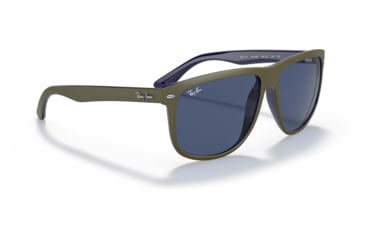 Image of Ray-Ban RB4147 Standard Sunglasses, Dark Blue Lenses, Matte Green On Blue, 56, RB4147-657080-56