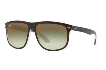 Image of Ray-Ban RB4147 Sunglasses 6039W0-60 - Top Black On Transparent Frame, Clear Gradient Green Mirror Re Lenses
