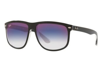 Image of Ray-Ban RB4147 Sunglasses 6039X0-56 - Top Black On Transparent Frame, Clear Gradient Blue Mirror Red Lenses