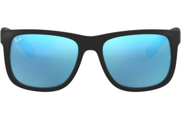 Image of Ray-Ban RB4165 Sunglasses 622/55-51 - Black Rubber Frame, Green Mirror Blue Lenses