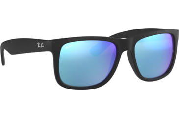 Image of Ray-Ban RB4165 Sunglasses 622/55-51 - Black Rubber Frame, Green Mirror Blue Lenses