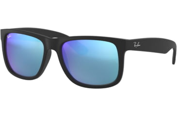 Image of Ray-Ban RB4165 Sunglasses 622/55-51 - Black Rubber Frame, Green Mirror Blue Lenses
