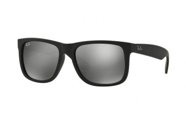 Image of Ray-Ban RB4165 Sunglasses 622/6G-51 - Rubber Black Frame, Grey Mirror Silver Lenses