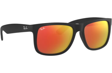 Image of Ray-Ban RB4165 Sunglasses 622/6Q-51 - Rubber Black Frame, Brown Mirror Orange Lenses