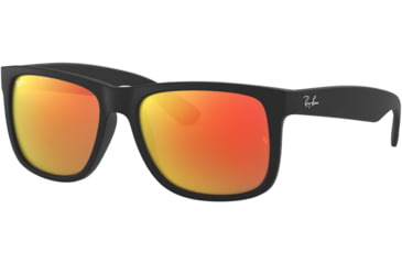 Image of Ray-Ban RB4165 Sunglasses 622/6Q-51 - Rubber Black Frame, Brown Mirror Orange Lenses