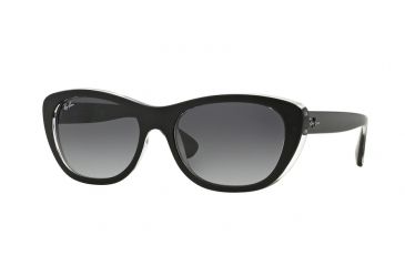 Image of Ray-Ban RB4227 Sunglasses 60528G-55 - Top Mat Black On Trasparent Frame, Grey Gradient Dark Grey Lenses