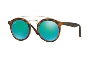 Image of Ray-Ban RB4256 Sunglasses 60923R-46 - Matte Havana Frame, Green Mirror Green Lenses