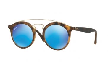 Image of Ray-Ban RB4256 Sunglasses 609255-46 - Matte Havana Frame, Light Green Mirror Blue Lenses