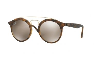 Image of Ray-Ban RB4256 Sunglasses 60925A-46 - Matte Havana Frame, Light Brown Mirror Gold Lenses