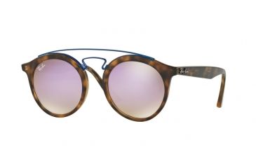 Image of Ray-Ban RB4256 Sunglasses 6266B0-46 - Matte Havana Frame, Mirror Gradient Lillac Lenses