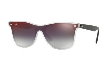 Image of Ray-Ban RB4440N Sunglasses 6355U0-41 - Matte Trasparent Frame, Grey Gradient Mirror Red Lenses