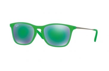 Image of Ray-Ban RJ9061S Progressive Prescription Sunglasses RJ9061S-70073R-49 - Lens Diameter 49 mm, Frame Color Green Fluo Trasp Rubber