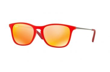 Image of Ray-Ban RJ9061S Progressive Prescription Sunglasses RJ9061S-70106Q-49 - Lens Diameter 49 mm, Frame Color Red Fluo Trasparent Rubber
