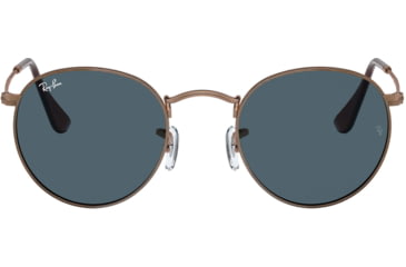 Image of Ray-Ban Round Metal Sunglasses - Men's, Antique Copper Frame, Blue 53 mm Lenses, RB3447-9230R5-53
