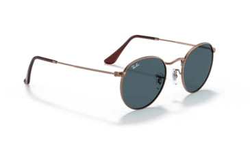 Image of Ray-Ban Round Metal Sunglasses - Men's, Antique Copper Frame, Blue 53 mm Lenses, RB3447-9230R5-53