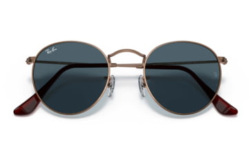 Image of Ray-Ban Round Metal Sunglasses - Men's, Antique Copper Frame, Blue 53 mm Lenses, RB3447-9230R5-53