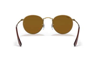 Image of Ray-Ban Round Metal Sunglasses - Men's, Antique Gold Frame, Brown 53 mm Lenses, RB3447-922833-53
