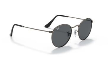 Image of Ray-Ban Round Metal Sunglasses - Men's, Antique Gunmetal Frame, Dark Grey 53 mm Lenses, RB3447-9229B1-53