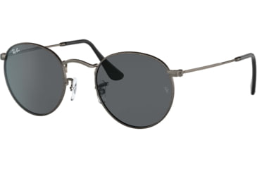 Image of Ray-Ban Round Metal Sunglasses - Men's, Antique Gunmetal Frame, Dark Grey 53 mm Lenses, RB3447-9229B1-53