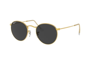 Image of Ray-Ban Round Metal Sunglasses - Men's, Gold Frame, Black 53 mm Lenses, RB3447-919648-53