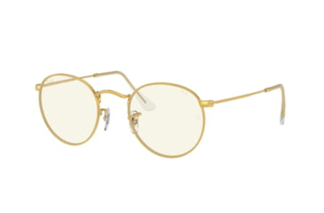 Image of Ray-Ban Round Metal Sunglasses - Men's, Gold Frame, Photo Grey/blue Light Filter 50 mm Lenses, RB3447-9196BL-50
