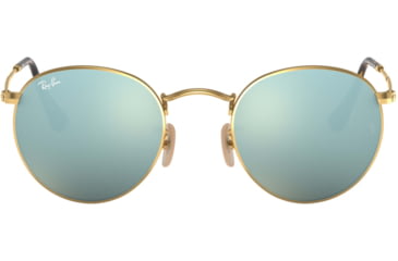 Image of Ray-Ban ROUND METAL RB3447N Sunglasses 001/30-50 - Shiny Gold Frame, Grey-Flash Lenses