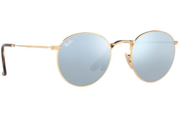 Image of Ray-Ban ROUND METAL RB3447N Sunglasses 001/30-50 - Shiny Gold Frame, Grey-Flash Lenses