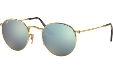 Image of Ray-Ban ROUND METAL RB3447N Sunglasses 001/30-50 - Shiny Gold Frame, Grey-Flash Lenses