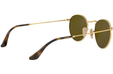 Image of Ray-Ban ROUND METAL RB3447N Sunglasses 001/9O-50 - Shiny Gold Frame, Light Blue Flash Lenses