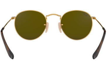 Image of Ray-Ban ROUND METAL RB3447N Sunglasses 001/9O-50 - Shiny Gold Frame, Light Blue Flash Lenses