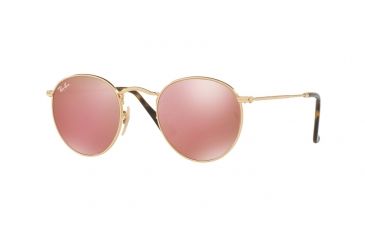 Image of Ray-Ban ROUND METAL RB3447N Sunglasses 001/Z2-47 - Shiny Gold Frame, Copper Flash Lenses