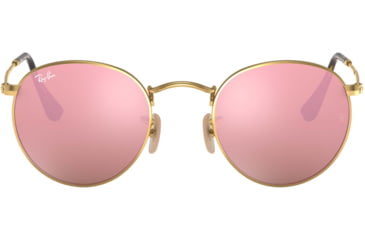 Image of Ray-Ban ROUND METAL RB3447N Sunglasses 001/Z2-50 - Shiny Gold Frame, Copper Flash Lenses