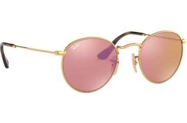 Image of Ray-Ban ROUND METAL RB3447N Sunglasses 001/Z2-50 - Shiny Gold Frame, Copper Flash Lenses