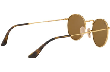 Image of Ray-Ban ROUND METAL RB3447N Sunglasses 001/Z2-50 - Shiny Gold Frame, Copper Flash Lenses