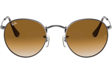 Image of Ray-Ban ROUND METAL RB3447N Sunglasses 004/51-50 - Gunmetal Frame, Crystal Brown Gradient Lenses