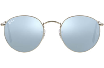 Image of Ray-Ban Round Metal Sunglasses - Men's, Silver Frame, Light Green Mirror Silver 50 mm Lenses, RB3447-019-30-50